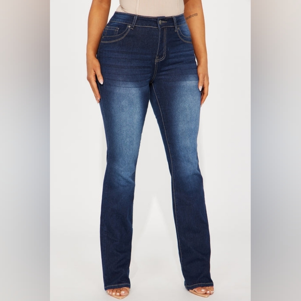 Fashion Nova Bootcut Jeans - NWT Dark Wash - Mid Rise Flap Pocket Y2K Western 11